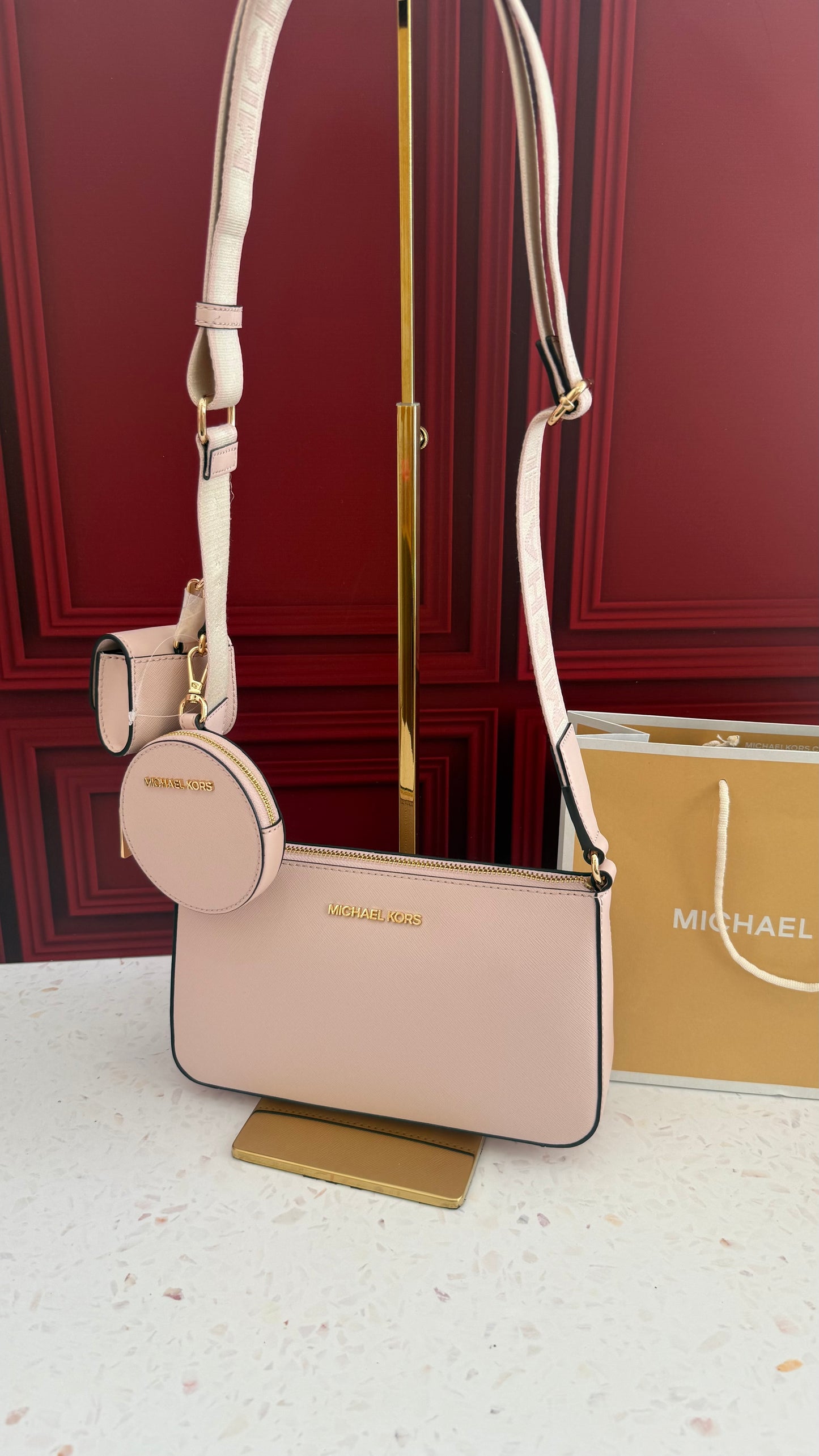 Jet Set Saffiano Leather Crossbody Bag with Case for Apple AirPods Pro