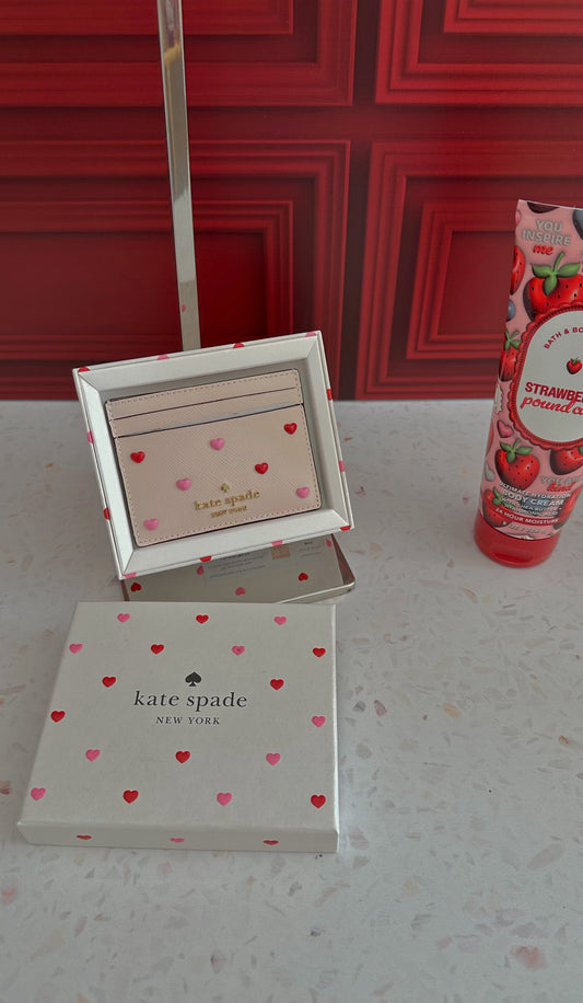 Boxed Madison Heart Studs Small Slim Card Holder