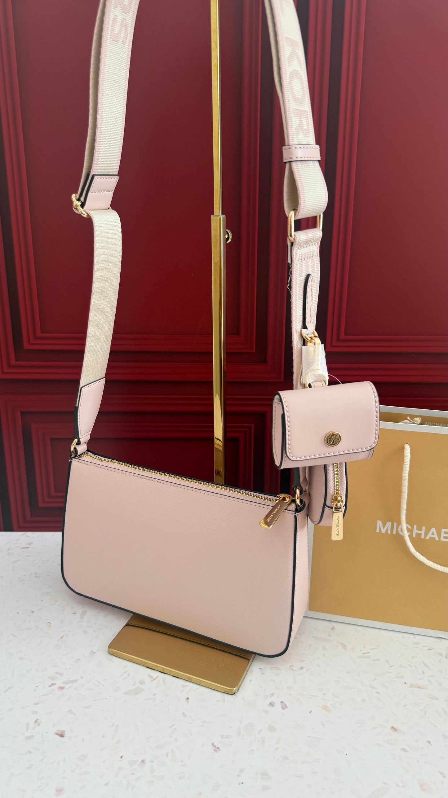Jet Set Saffiano Leather Crossbody Bag with Case for Apple AirPods Pro
